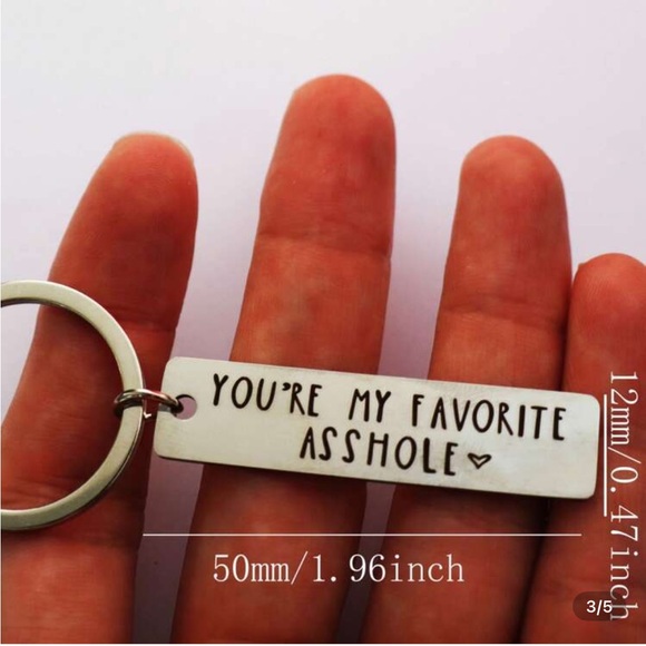 Engraved Keychain with Humorous Message - Picture 2 of 2